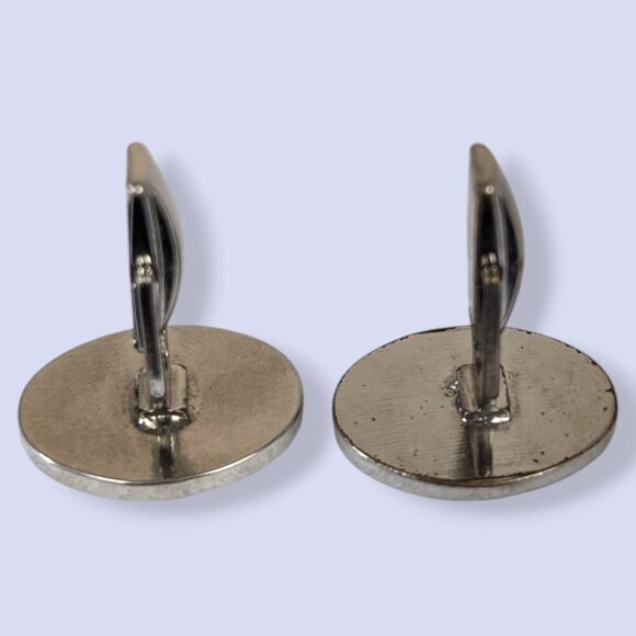 (2/$20) Vintage Oval Black Stripe Cufflinks - Picture 4 of 6